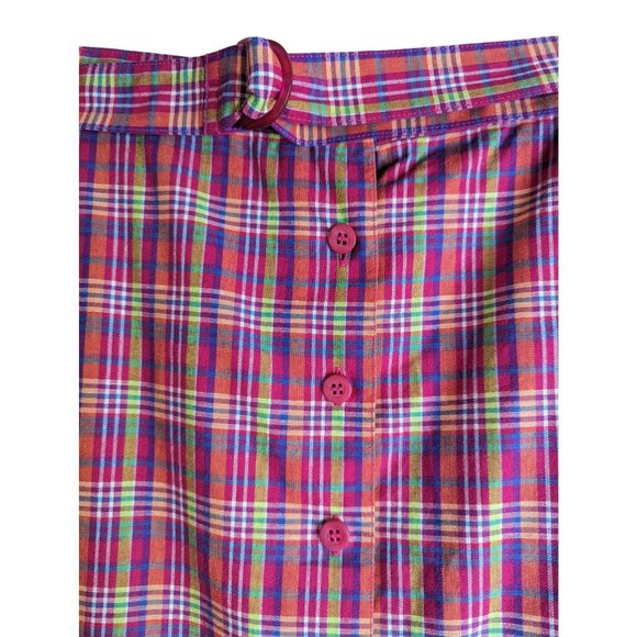 Liz Claiborne 100% cotton retro plaid elastic waist w/pockets midi skirt sz 20P - Picture 3 of 10